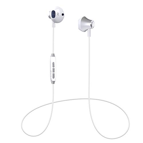 Pandawill Bluetooth Headphones, Magnetic Wireless Earbuds, Wireless Sports Earphones Bluetooth Headsets Earpieces Compatible for Samsung Galaxy S8 Note 8 Bluetooth Enabled Devices(White)
