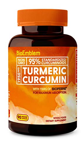 BioEmblem Turmeric Curcumin Supplement with BioPerine | Joint Support & Anti-Inflammatory | with Organic Turmeric Powder & 95% Curcuminoids Extract | California Made, Non-GMO, 30-Day Supply