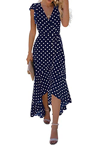 GRECERELLE Women's 2023 Summer Floral Print Cross V Neck Dress Bohemian Flowy Long Maxi Dresses
