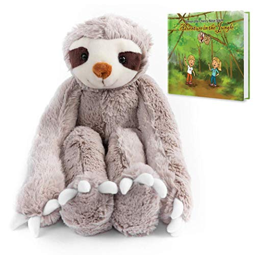 Book Cover Stuffed Animal Sloth Toy Ultra Soft. Perfect for Baby, Children, Kids, Adult,, with Clasp-able Hands, Organic Material,Safe 20.5