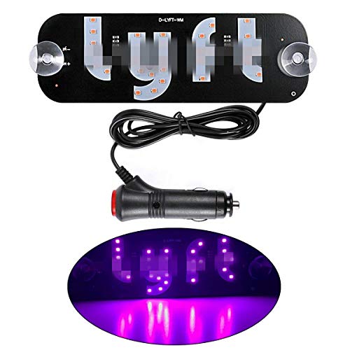 ENJU Auto Parts Ride Share LED Sign Decor - Car Lighted Window Decor Lighter Flashing Hook with Suction Cups & DC12V Car Cigarette Charger Inverter, Make Your Car Visible, Pink