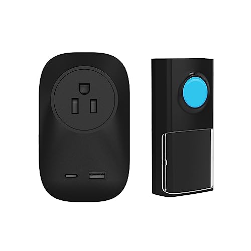 Self-Powered Wireless Doorbell, Waterproof Door Chime Kit, No Battery Required, with extra usb ports,type-c ports and Socket, up to 1300ft Range with 58 Chimes