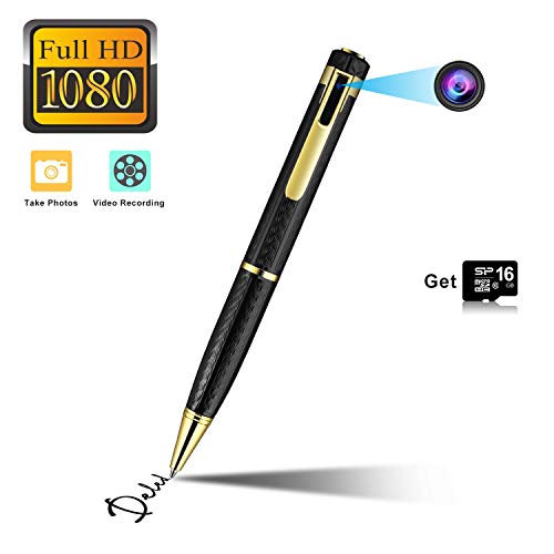 Book Cover Hidden Camera Spy Camera Pen HD 1080P Camcorder Portable with 16GB Memory Card Pocket Cam Covert Camera for Business and Conference (Black)