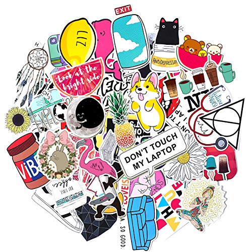 Book Cover Stickers for Water Bottles Big 50-Pack Cute Aesthetic Trendy Stickers for Teens Kids Girls and Boys, Perfect for Hydro Flask Laptop Notebook Phone Car Skateboard