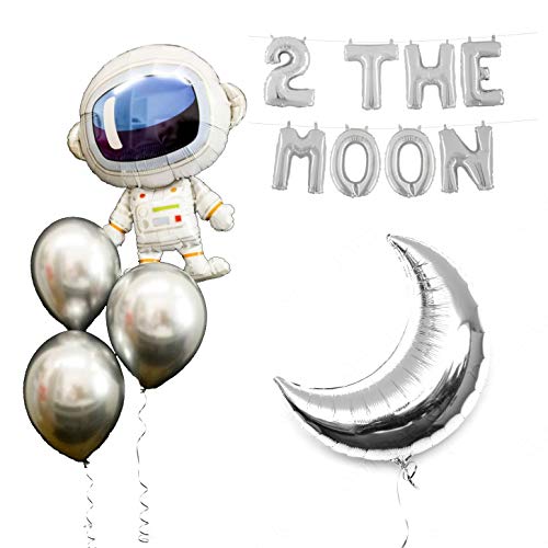 Book Cover Space Party Balloons 2 the Moon Theme Party Supplies 17Pcs Chrome Silver Galaxy Astronaut Airship Spaceship Chrome Silver Moon Space Man Robot UFO Party Balloon Birthday Banner Decoration