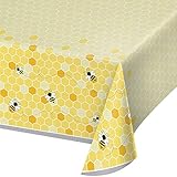 Creative Converting 340216 Bumblebee Baby Plastic Tablecloth, 54" x 102", Multi-color