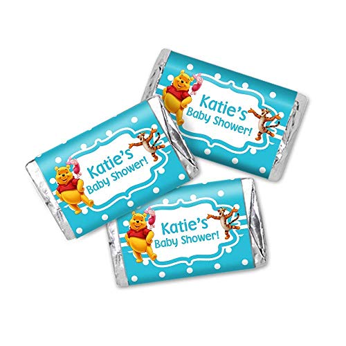 Winnie The Pooh Baby Shower Miniatures Chocolate Bar Wrapper Labels - 54 Total Candy Stickers