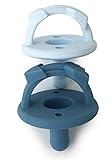 Itzy Ritzy Silicone Pacifiers for Newborn – Itzy Soother Pacifiers Feature Collapsible Handle & Two Air Holes for Added Safety – For Ages Newborn and Up, Set of 2 in Light Blue & Dark Blue