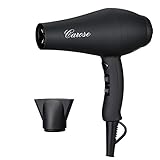 Salon Grade Professional Hair Dryer 1875W AC Motor Negative Ionic Ceramic Far Infrared Blow Dryer with 2 Speed and 3 Heat Settings Cold Shot Button, Concentrator Nozzle (Black)