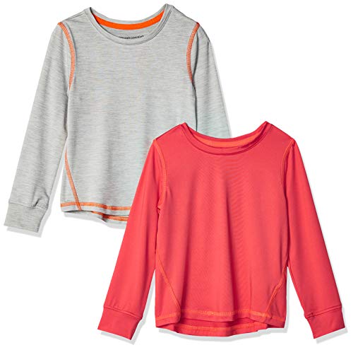 Amazon Essentials Girls and Toddlers' Active Performance Long-Sleeve T-Shirts, Pack of 2