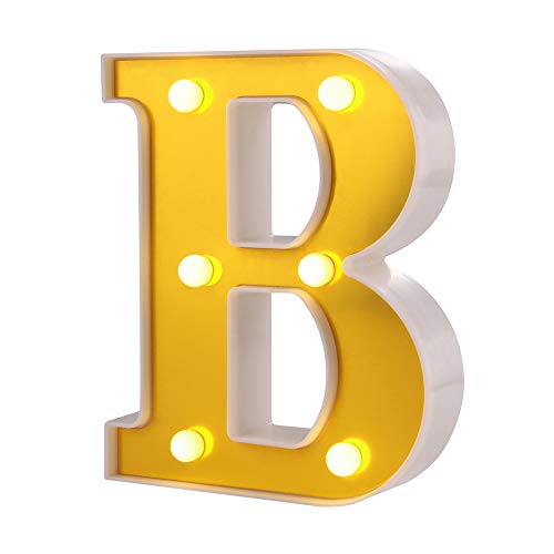 Samapet B LED Letter Lights White Marquee Letters Alphabet Light Up Sign Wedding Birthday Party Decoration Letters (B)