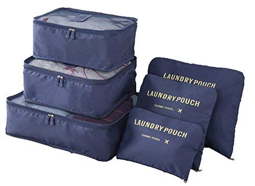Book Cover Travel Storage Bags Multi-functional Clothing Sorting Packages,Travel Packing Pouches, Luggage Organizer Pouch (Navy)
