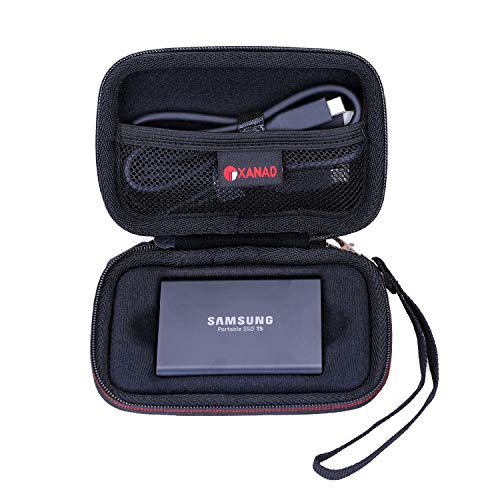 XANAD Case for Samsung T3 T5 Portable 250GB 500GB 1TB 2TB SSD USB 3.1 External Solid State Drives Storage Travel Carrying Bag (Inside Black) (Not fit for Samsung T7/T7 Touch)