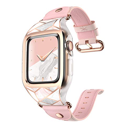 i-Blason Band Designed for Apple Watch Series 6/SE/5/4 [44mm], [Cosmo] Stylish Sporty Protective Bumper Case with Adjustable Strap Bands (Marble)