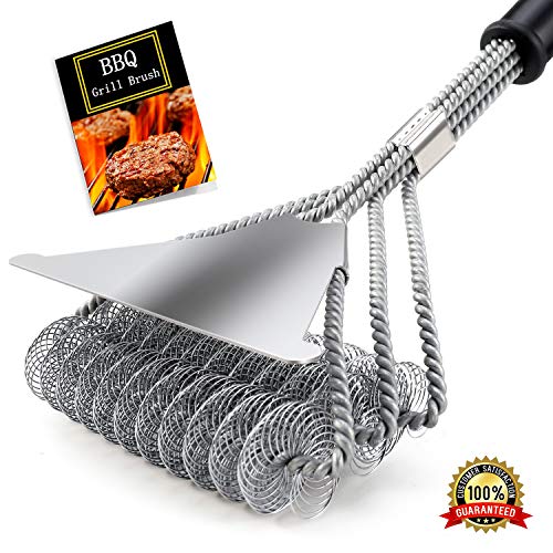 Best Free Safe Grill Brush barbque Cleaner Set with Scraper and a Long Handle 18" Wire strainless Steel Brush for Grill, Grill Cleaner Provides Effortless Cleaning Perfect BBQ aid