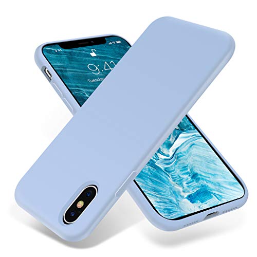 Book Cover OTOFLY for iPhone X Case, [Silky and Soft Touch Series] Premium Soft Silicone Rubber Full-Body Protective Bumper Case Compatible with Apple iPhone X(ONLY) - Light Blue