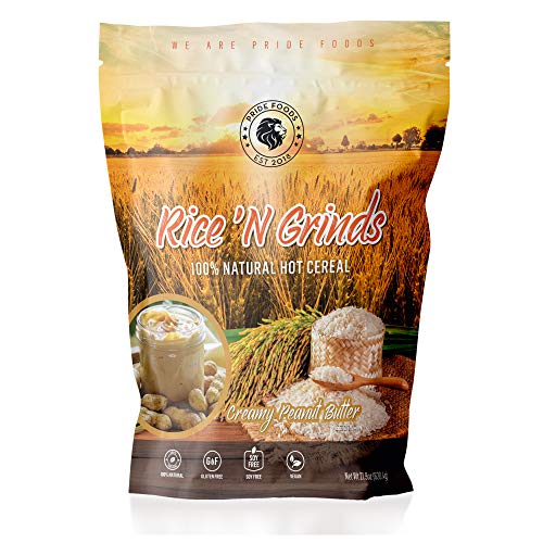 Pride Foods Rice 'N Grinds, 100% Natural Hot Rice Cereal, Creamy Peanut Butter, 21.9oz