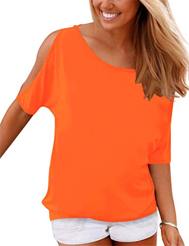 Haola Women's Short Sleeve Cold Shoulder Tops Tie dye Printing Loose Blouse Shirts Round Neck Tunic Top