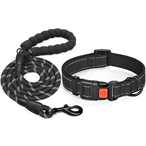 tobeDRI Reflective Nylon Dog Collar – Soft Neoprene Padded, Reflective and Adjustable - Dog Collars for Small Medium Large Dogs