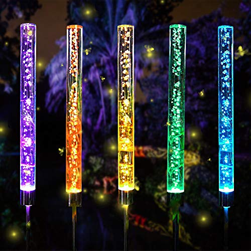 EOYIZW Solar Color Changing Lights, Garden Stake Solar Powered Lights Bubble Tube Acrylic RGB Waterproof Outdoor Landscape Lights for Garden Backyard Lawn Pathway Patio Decoration 2 PCS