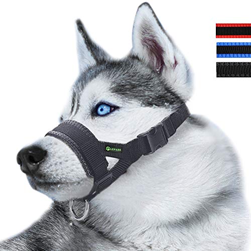 Nylon Dog Muzzle for Small, Medium, Large Dogs Prevent from Biting, Barking and Chewing, Adjustable Loop(S, Black)