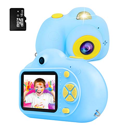 [16GB Memory Card Include] RegeMoudal Kids Digital Camera Gifts for Child Boys Girls,Mini Rechargeable Children Shockproof Digital Camcorders Little Kid Toys Gift 8MP with Battery 2 Inch,Blue