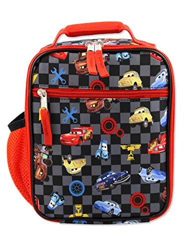 Book Cover Disney Cars Lighting McQueen Boys Soft Insulated School Lunch Box (One Size, Black/Red)