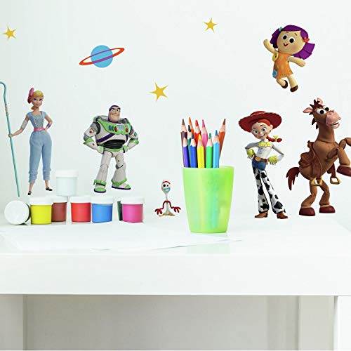 Book Cover RoomMates RMK4008SCS Toy Story 4 Peel and Stick Wall Decals, Green, Blue, Yellow