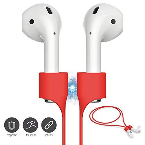 FONY Airpods Magnetic Strap Anti-Lost Airpods Cord Sport String Silicone Leash Cable Connector â€“ Airpods Accessories for Airpods Pro/2/1 (Red)