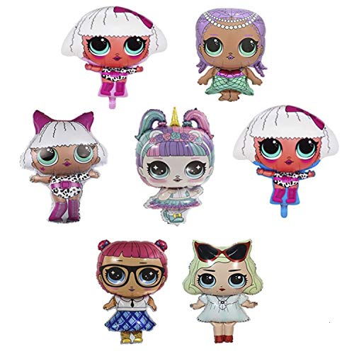 LOL Party's Balloons Surprise Birthday Balloon - Party Favors - Bouquet Decorations Surprise Doll Balloons - Birthday Party Supplies for Girls - 7 Pack For Chirldren’s Party