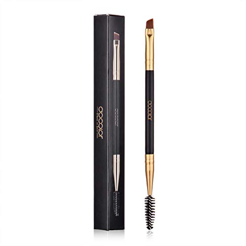 Duo Eye brow Brush, Docolor Professional Tool, Angled EyeBrow Brush and Spoolie Brush Black