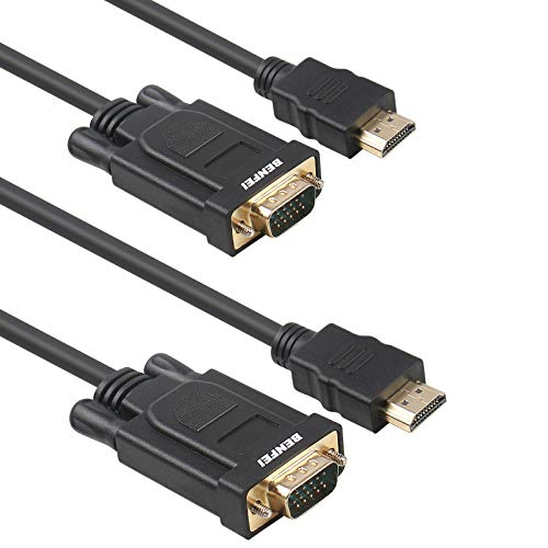 HDMI to VGA, Benfei 2 Pack HDMI to VGA 6 Feet Cable (Male to Male) Compatible for Computer, Desktop, Laptop, PC, Monitor, Projector, HDTV, Raspberry Pi, Roku, Xbox and More
