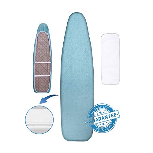 Hansprou Silicone Coating Ironing Board Cover and Pad Resists Scorching and Staining Ironing Board Cover with Heavy Duty Padded 2 Velcro Straps 15"X 54"