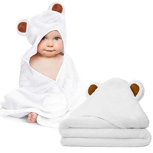 Baby Towel and Washcloth Set-Baby Bath Towel and Washcloth -Hooded Towel and Washcloth- Bamboo Fiber Hooded Baby Towel for Boys, Girls, Kids, Toddlers, Newborn Bath Present(35 by 35in)