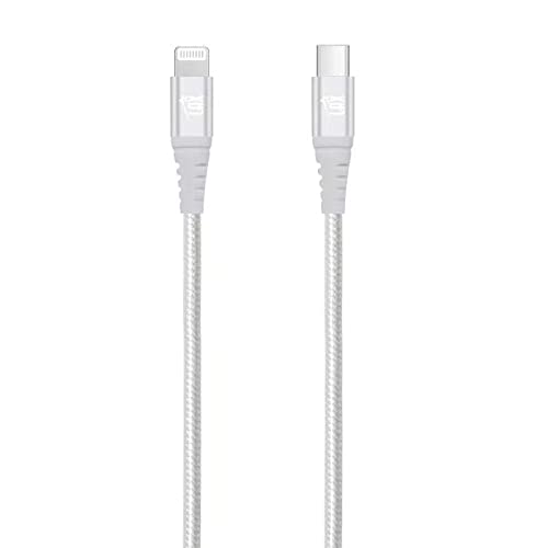 LAX Gadgets USB C to Lightning Cable - Apple MFI Certified Lightning Cable for iPhone 14/14 Plus/14 Pro/14 Pro Max, iPad, iPod - Nylon Braided Fast Charging Cable -1ft - Silver