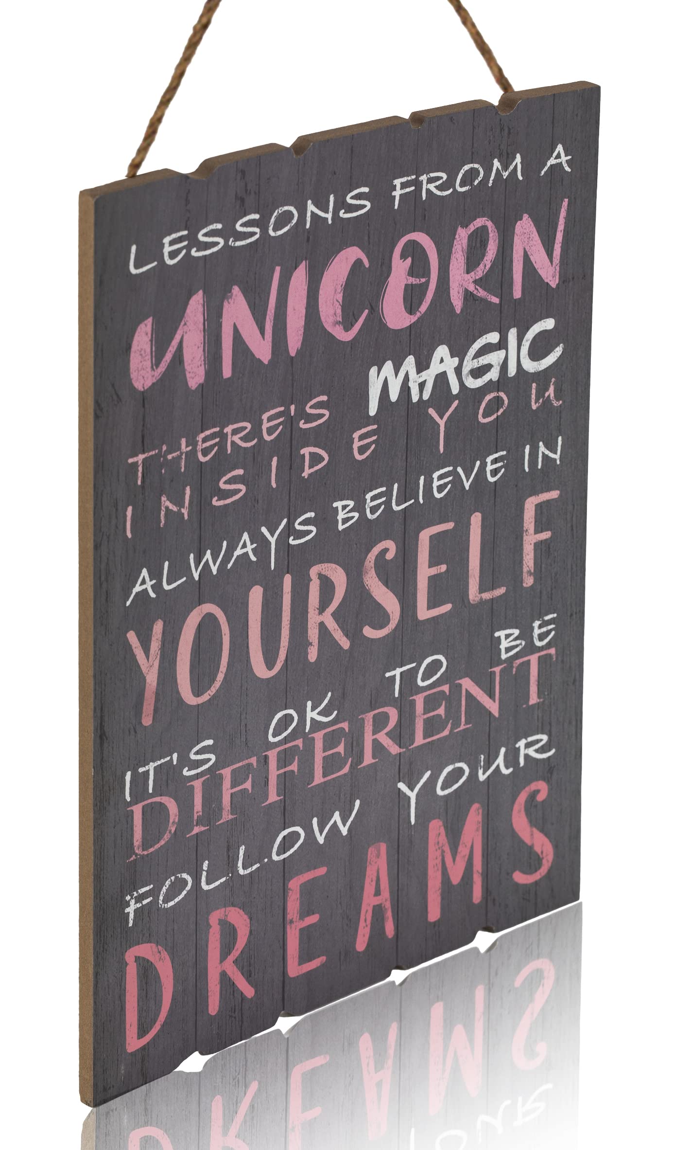 Book Cover Something Unicorn - Rustic Wall Hanging Sign for Teen Girls, Girl's Bedroom, Nursery Room, College Dorm and Unicorn Room Decoration. Essential Item for Unicorn Wall Decor, 12x17 in, Unicorn