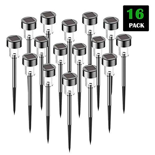 YOHTON Solar Powered Pathway Bright White-Landscape Light for Lawn/Patio/Yard/Walkway/Driveway, Stainless Steel - 16pack