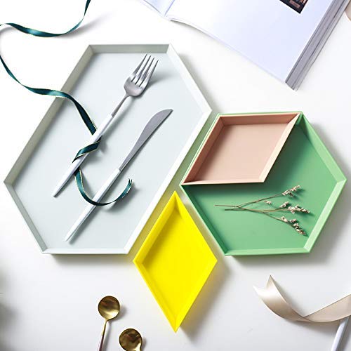Evanto Plastic Storage Platters Small Food Serving Tray, Geometric Jewelry Tray Versatile Desk Organizer
