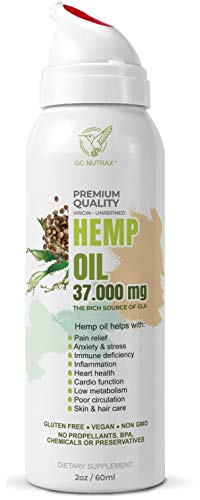 Hemp Oil Extract for Pain Anxiety&Stress Relief-37000mg l Unique Intake Control Spray Bottle l Pure Unrefined Hemp Supplement-Premium Non-GMO-Grown&Made in USA-Focus and Mood Improvement
