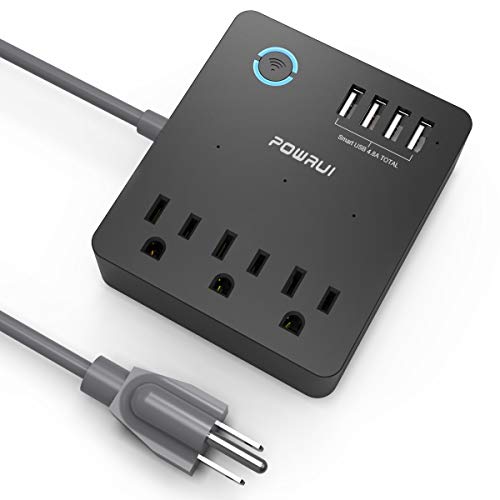 POWRUI AHR-081, Smart Power Strip WiFi Surge Protector, Work with Alexa, Google Home, 1 Pack, Black
