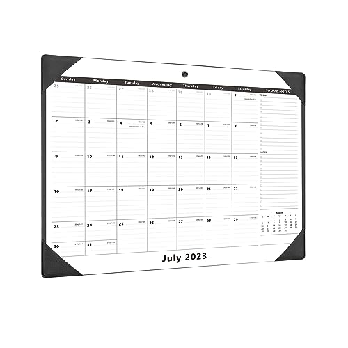 TOWWI PU Leather Desk Pad with Suede Base, Multi-Color Non-Slip Mouse Pad, 36” x 17” Waterproof Desk Writing Mat, Large Desk Blotter Protector (Dark Blue)