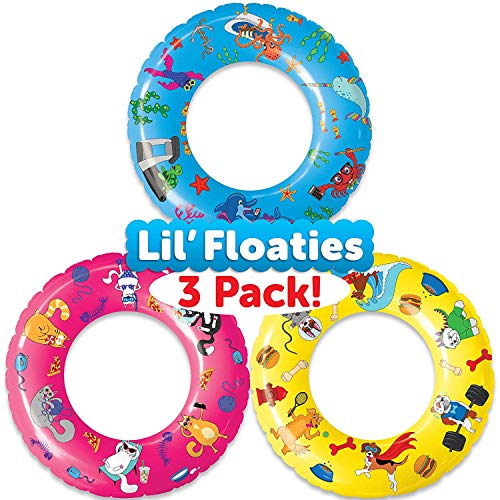 USA Toyz Pool Floats and Swimming Rings for Kids - 3 Pack Inflatable Pool Floats, Swim Rings, Beach Floats and Swim Tube Set w/ Original Designs (Dogs, Cats, Fish)
