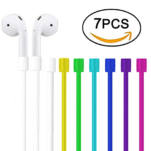 Book Cover 7PCS Colorful AirPods Straps Accessory - Assorted Strings, Soft Anti-Lost Sport AirPods Tether Lanyard, Running Silicone Wire Cable Connector, Silica Gel Neck Rope Cord