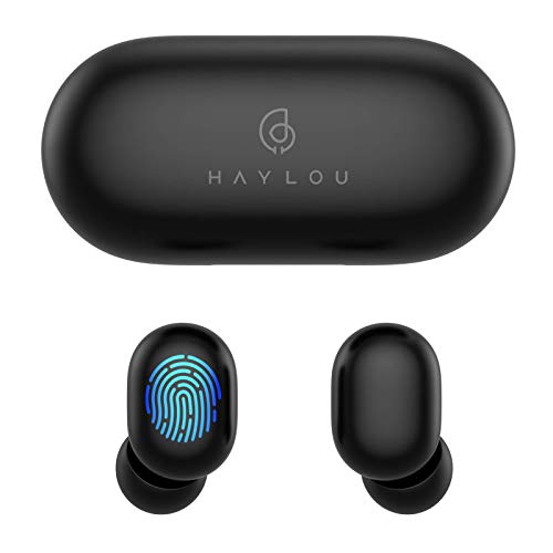 True Wireless Earbuds,Haylou GT1 Bluetooth 5.0 Sports HD Stereo Touch Control Ear Buds with IPX5 Waterproof/Fast Connection/Mini Case(Only 30g)/Total 12H Playtime (Black)