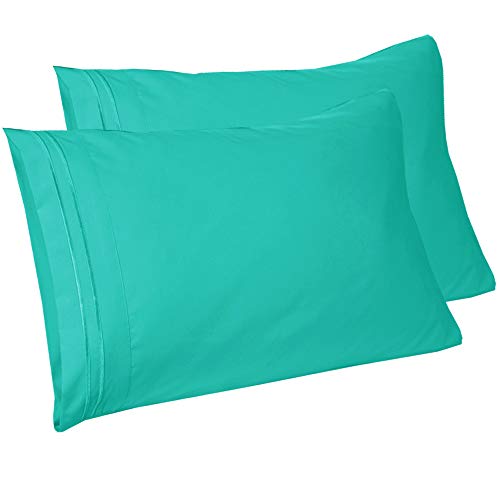Book Cover Mejoroom Luxury Pillowcase Set Brushed Microfiber 1800 Bedding - Wrinkle, Fade, Stain Resistant - Hypoallergenic (2 Pillowcases Standard, Teal)