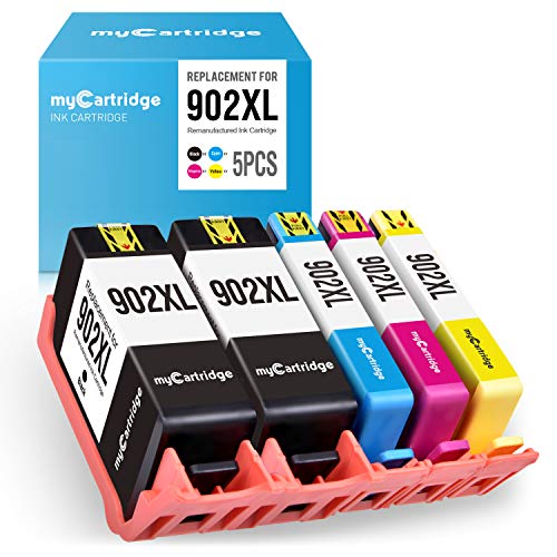 myCartridge Remanufactured Ink Cartridge Replacement for HP 902XL 902 XL Upgraded Newest Chips (2 Black 1 Cyan 1 Magenta 1 Yellow, 5-Pack) Officejet Pro 6968 6978 6958 6962 6960 Printer