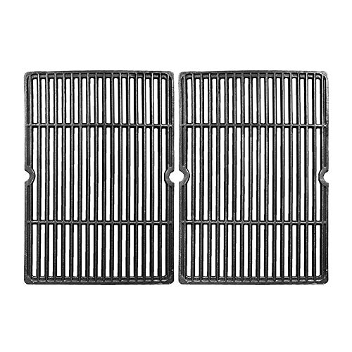 BBQ funland GI6652 Porcelain Coated Cast Iron Cooking Grid Replacement for Gas Grill Models by Char-Broil, Coleman, Kenmore, Thermos, Uniflame, CG-65P-CI, 18 1/4 inch, Set of 2