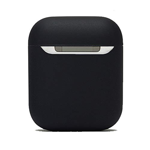 Protective Airpods Case [Front LED Visible][Supports Wireless Charging] Shock Proof Soft Skin for Airpods Charging Case 1&2 (Black2019)