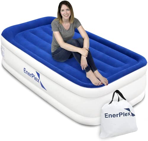 Book Cover EnerPlex Twin Air Mattress for Camping, Travel & Home - Luxury, 15-Inch Double Height Inflatable Bed w/ Built-in Dual Pump