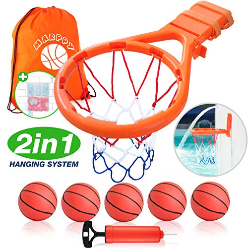 Bath Toy Basketball Hoop for Kids + 5 Upgraded Balls - Bathtub Basketball Hoop for Boys & Girls - Indoor Fun Games & Improve Motor Skills - 2IN1 Hanging System - B0NUS Bath Toy Organizer - GREAT GlFT